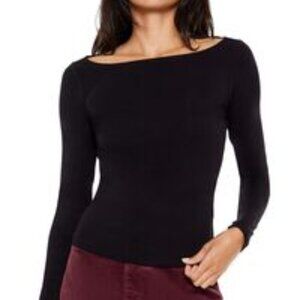 ▫️FOREVER 21 🦋 5/$21 Boat Neck Long-Sleeve Top NWT - M Black